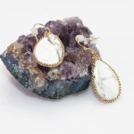 Theon Howlite White Marble Teardrop Stone Earrings